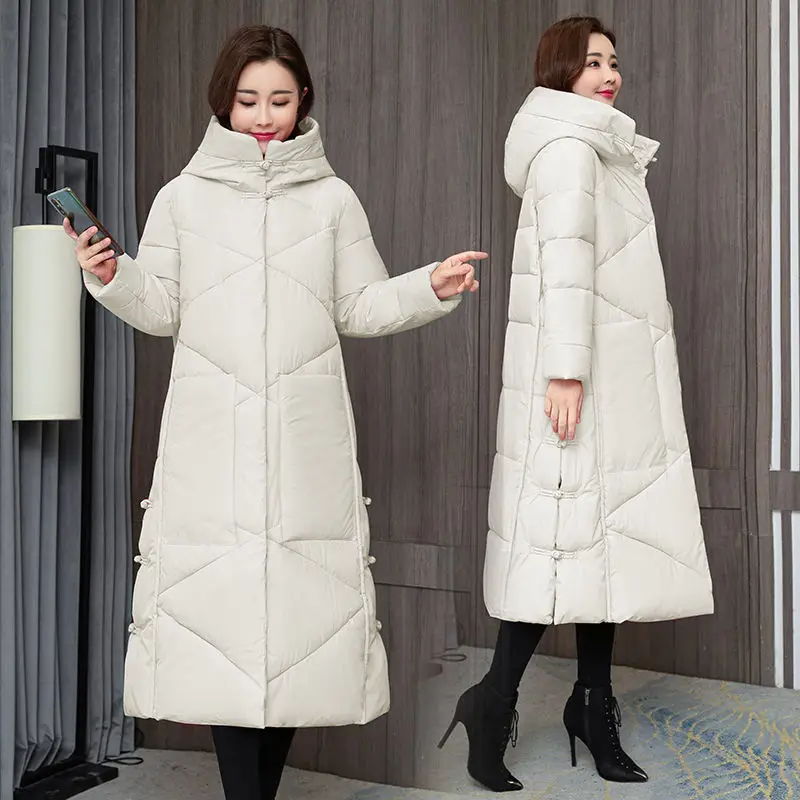 2023 New Women Cotton Long Coat Winter Jacket Female Thick Warm Parkas Hooded Outwear Large Size Overcoat