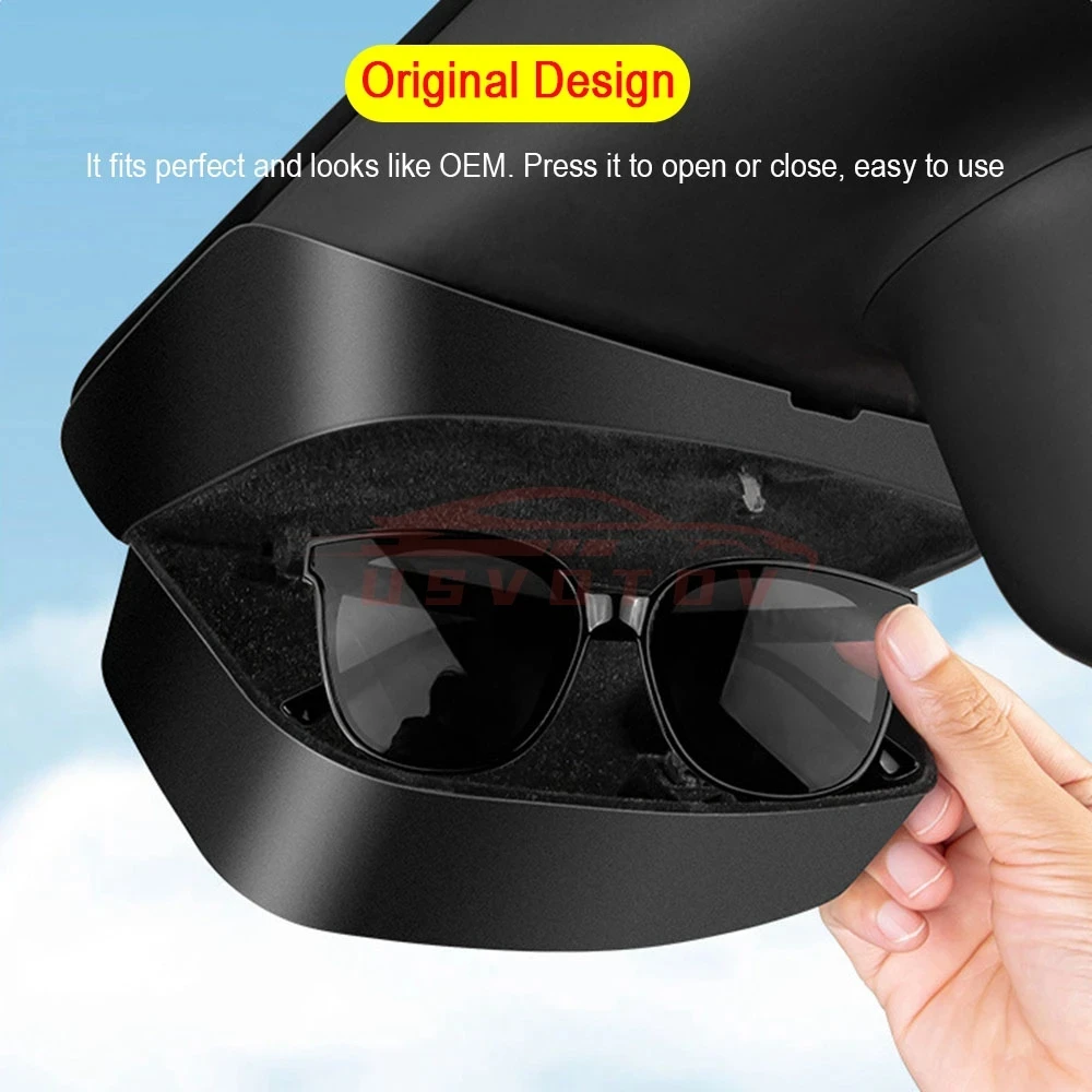 Tesla Model 3 Y Glasses Case Silence Flocked Sunglasses Organizer Storage Box Eyeglasses Holder Tray 2023 2022 2021 Accessories