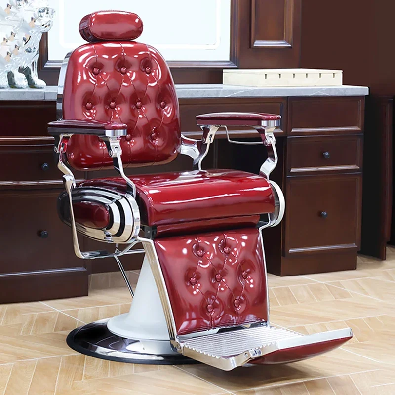 

Red Luxury Height Adjustable Stool Makeup Chair Professional Hair Hairdressing Barbershop Salon Silla Barberia High Barber