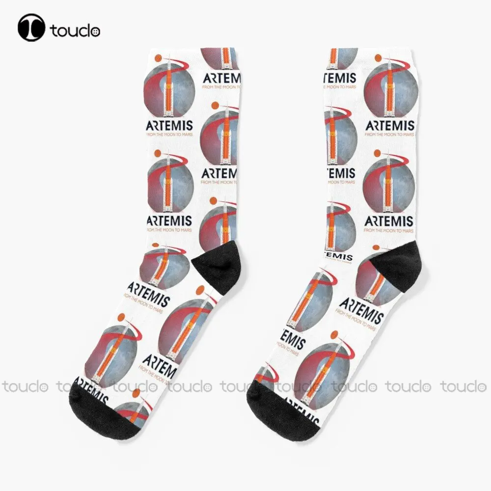 Artemis Space Program Fan Art Socks Womens Black Socks Fashion Creative Leisure Funny Art Abstract Oil Painting Socks Funny