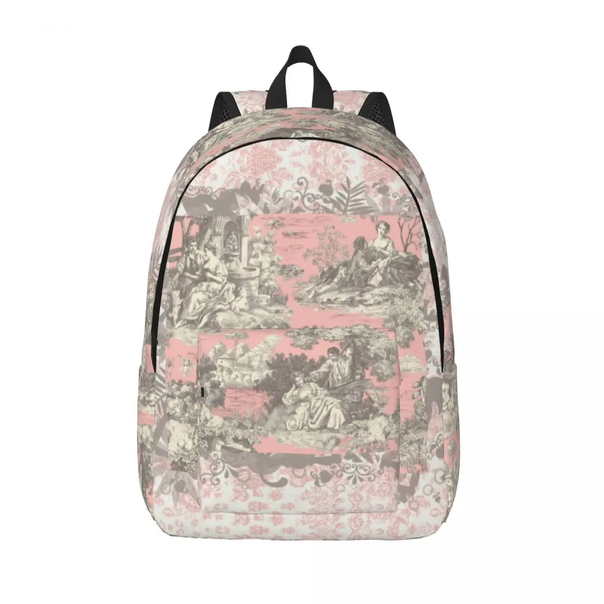 Toile De Jouy Travel Canvas Backpack Men Women School Computer Bookbag French Motif Flora College Student Daypack Bags