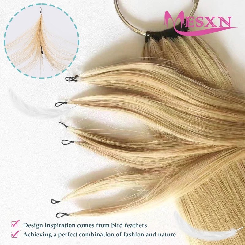 MESXN Feather hair extensions 100% Human Hair Real Natural Hair Comfortable and Invisible  16"-26" Black Brown Blonde for salon