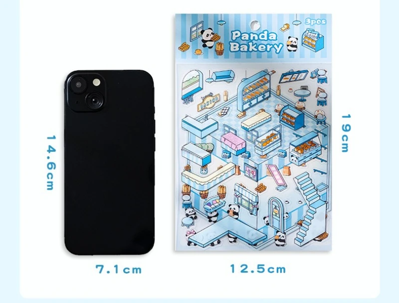 3D Landscape Stickers Coffee Dessert House Series Creative Miniature Scene Visual Stacking Stickers DIY Collage Stickers Relief