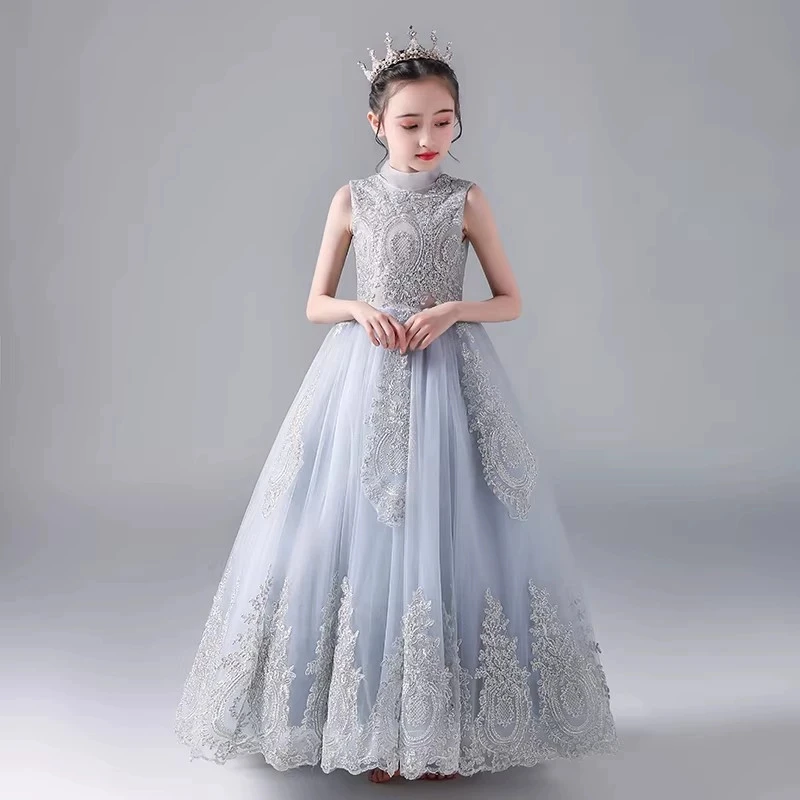 

Детское платье без рукавов в стиле ретро для девочек, праздничный наряд принцессы, элегантная одежда для дня рождения, концертов и конкурсов