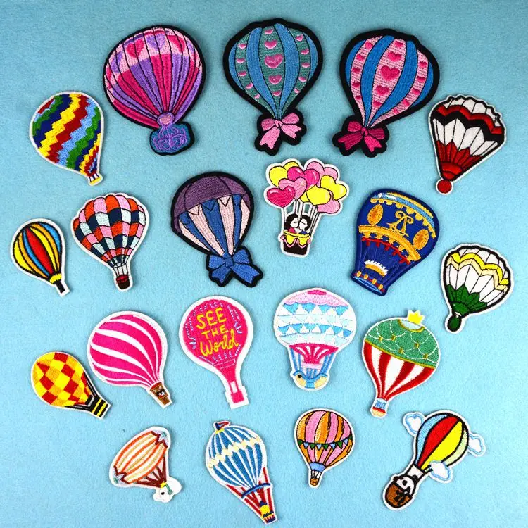 Hot Air Balloon Embroidery Iron on Patches Cartoon Airship Badge Custom Made Cloth Appliques for Children Garments Holes Patch