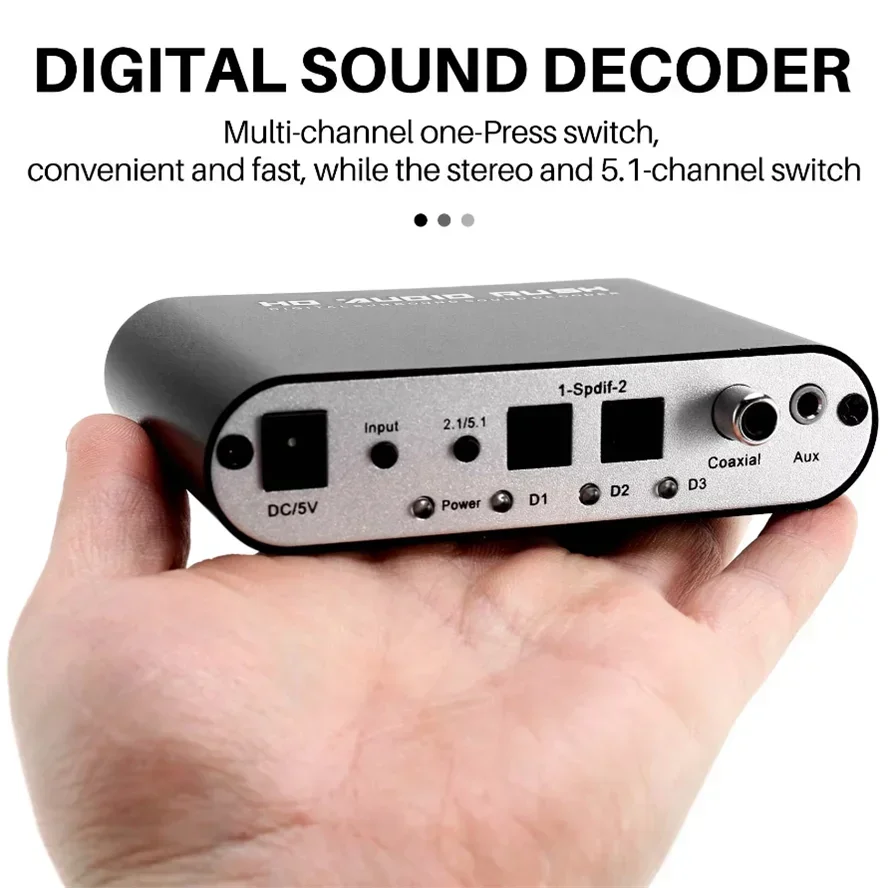 5.1 CH HD Audio Decoder SPDIF Coaxial to RCA DTS AC3 Optical Digital Amplifier Analog Converte Amplifier Coaxial To 6RCA Decoder - Image 6