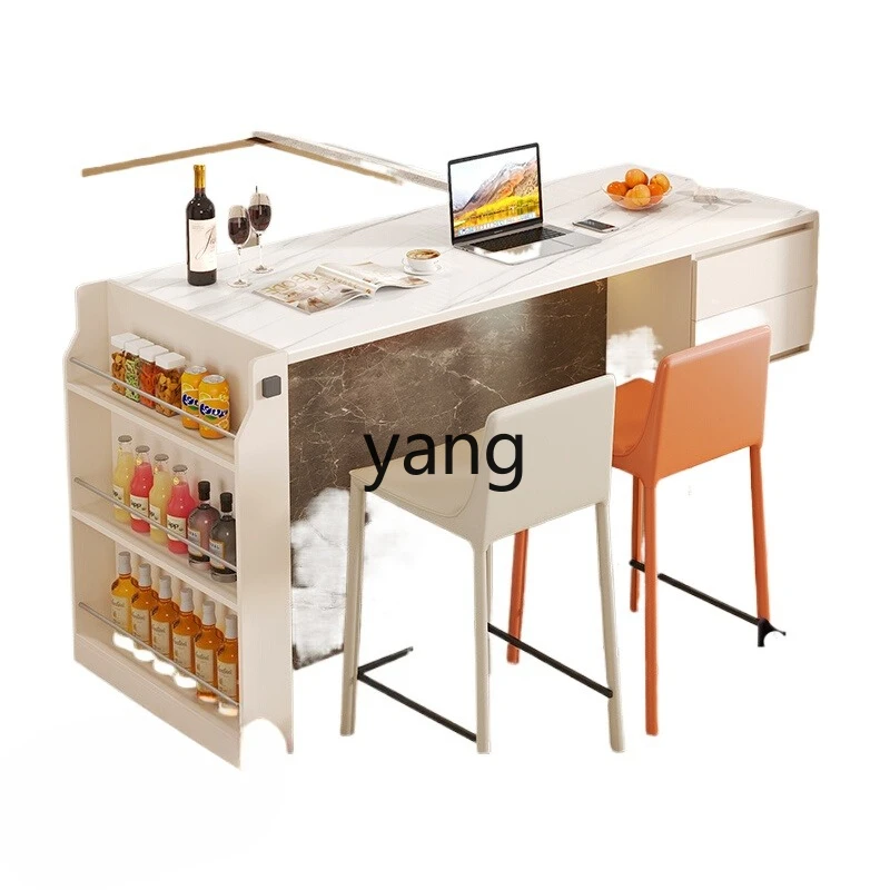 CX cream wind rock slab island table integrated household small apartment middle guide platform