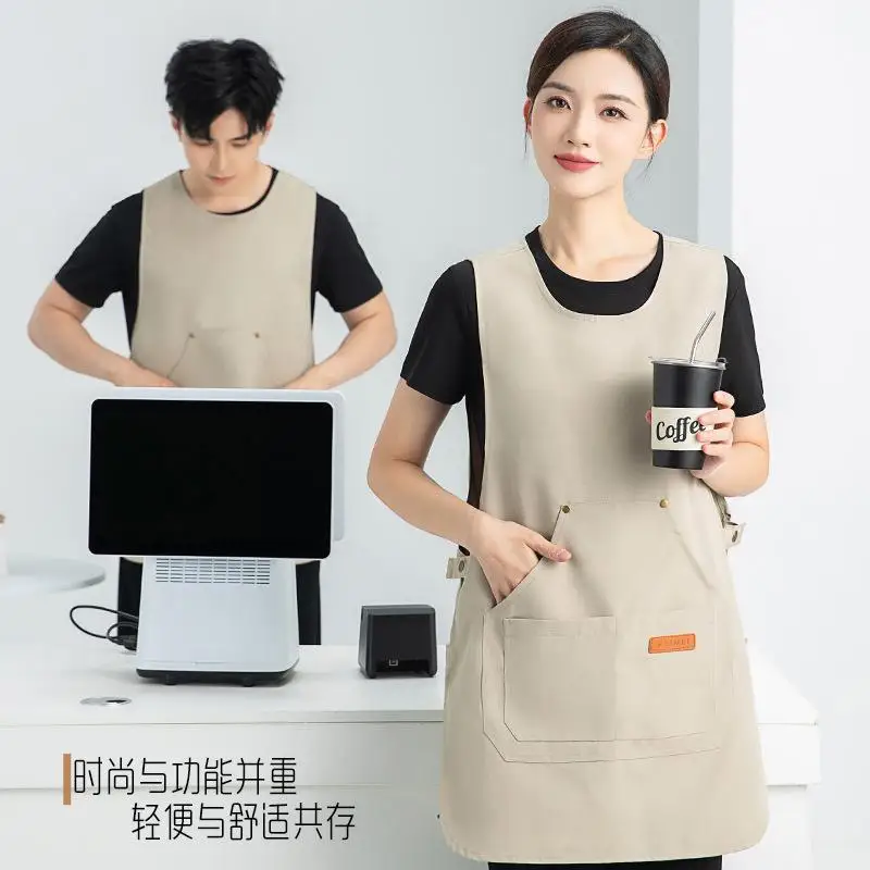 Supermarket Vest Apron Customized Logo Printing Catering Baking Coffee Shop Waiter's Special Canvas Waterproof Work Clothes
