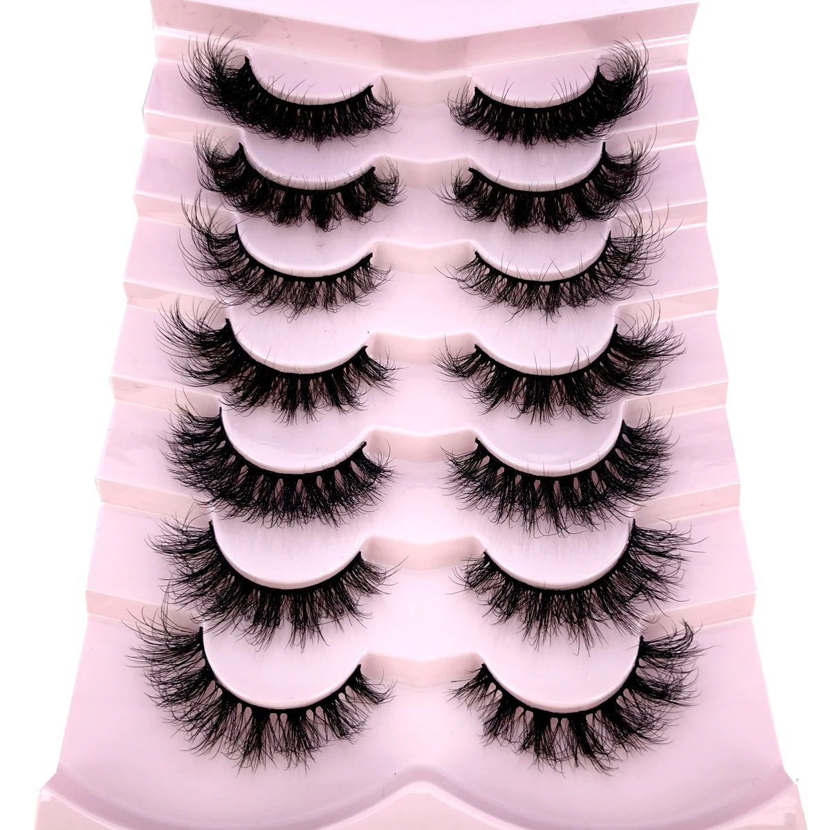 New 7 Pairs Lashes Mink Fluffy Eyelashes short Lasting Thick Wispy Natural Lashes Dramatic Volume lashes Extension Thick Long