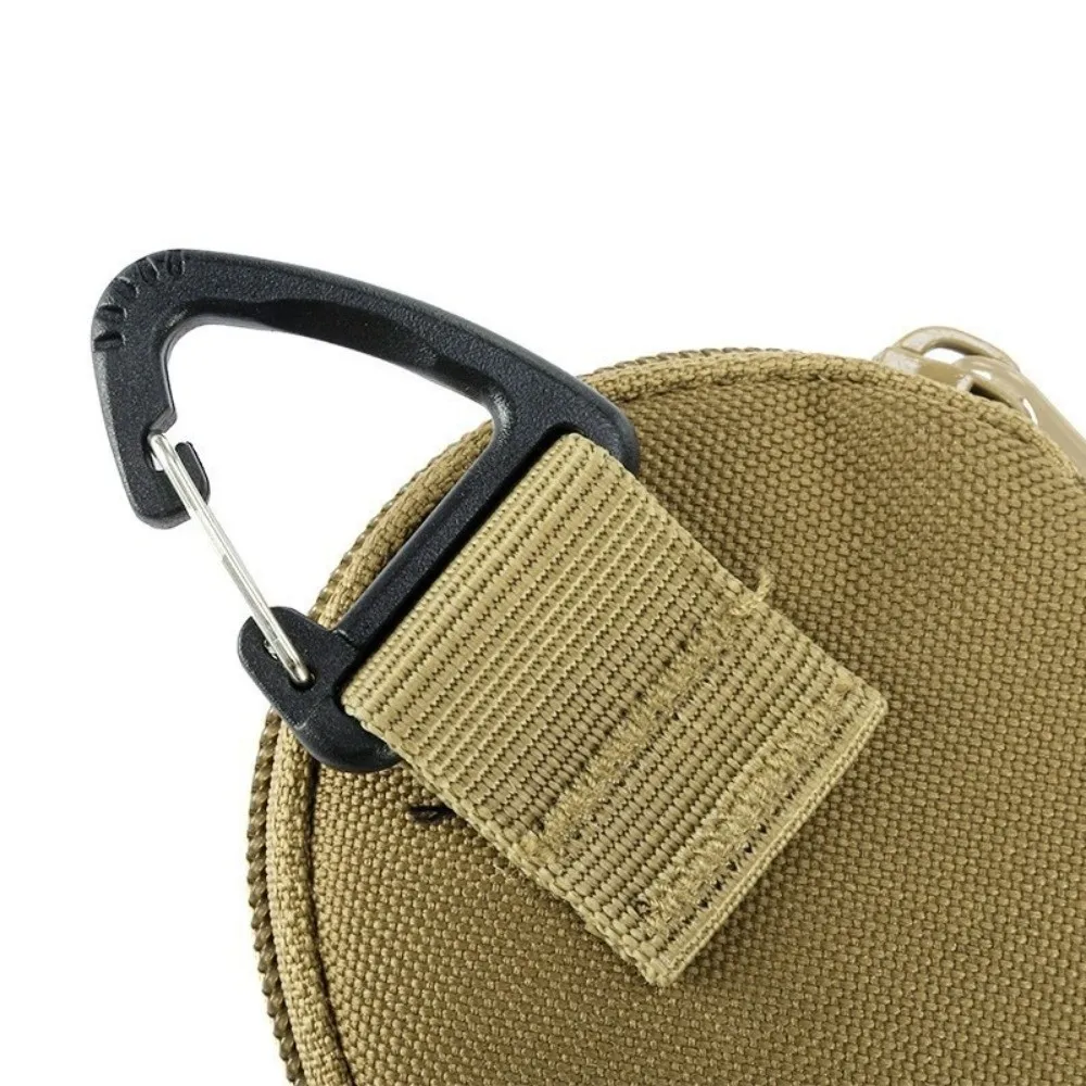 Portable Mini EDC Coin Purse Round Nylon Key Holder Zipper Water-resistant Storage Pouch For Daily Use