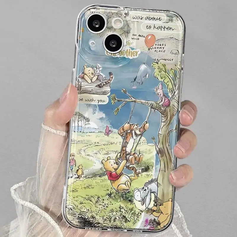 Original niedlich pooh bär telefon hülle für oppo a3 a60 a57 a38 a79 a58 a98 a5 f9 f11 a94 a92 a76 a74 a73 a54 a53 a31 pro 5g abdeckung