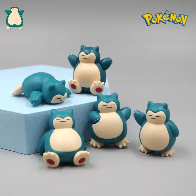 

Набор из 5 фигурок Снорлакса в спящей версии, мини-фигурки 1,8-3 см, для микроландшафта, украшения для торта, коллекция Kawaii