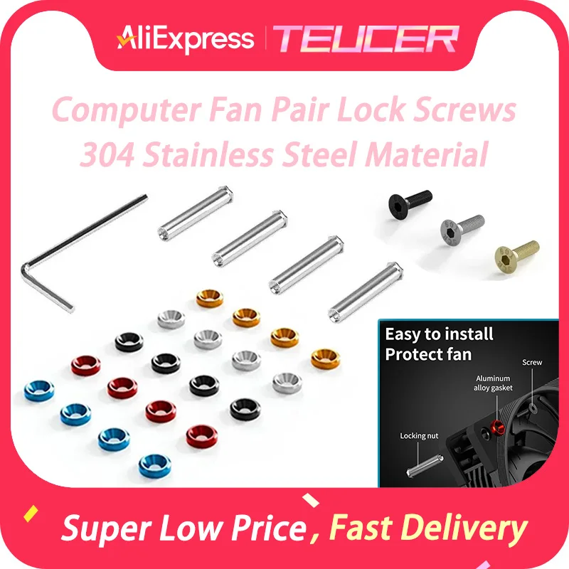 

TEUCER Multiple Colour Mutually Locked Screw Fixer Bolt Set For 25/30mm Thickness Cooling Fan Not Hurt Fan For DIY Modified