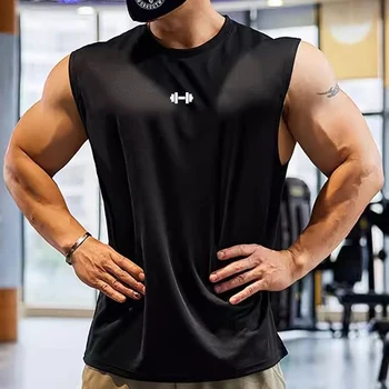 남성용 체육관 탱크 탑, 피트니스 트레이닝 의류, 빠른 건조, 루즈핏, 보디 빌딩, 민소매 티셔츠, 농구 조끼, 패션, 여름 