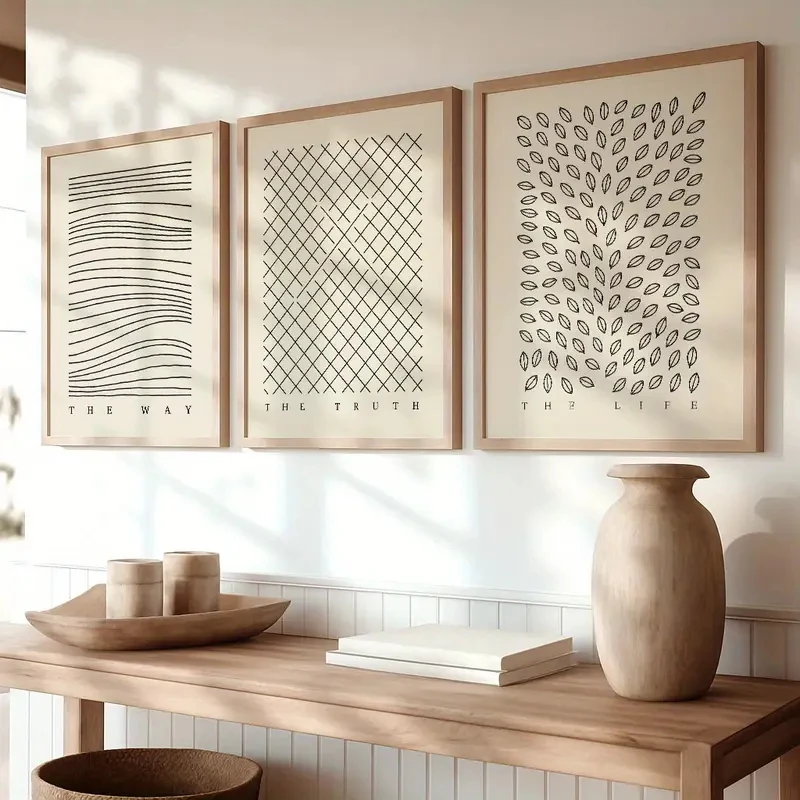 3pcs frameless Canvas Painting 3pcs/set The Warm Bible Set Is A Modern Simple Canvas Line Art Printed Product, Suitable Home Dec