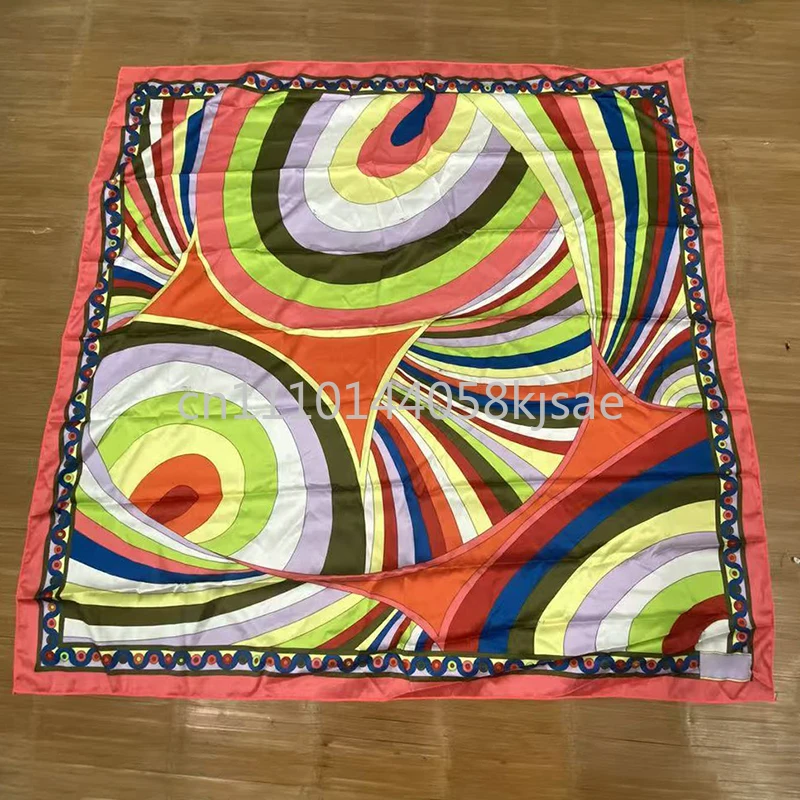 

Fashion Design Silk Scarf with Letter Signature Logo Classic Brand Lady Beach Accessories