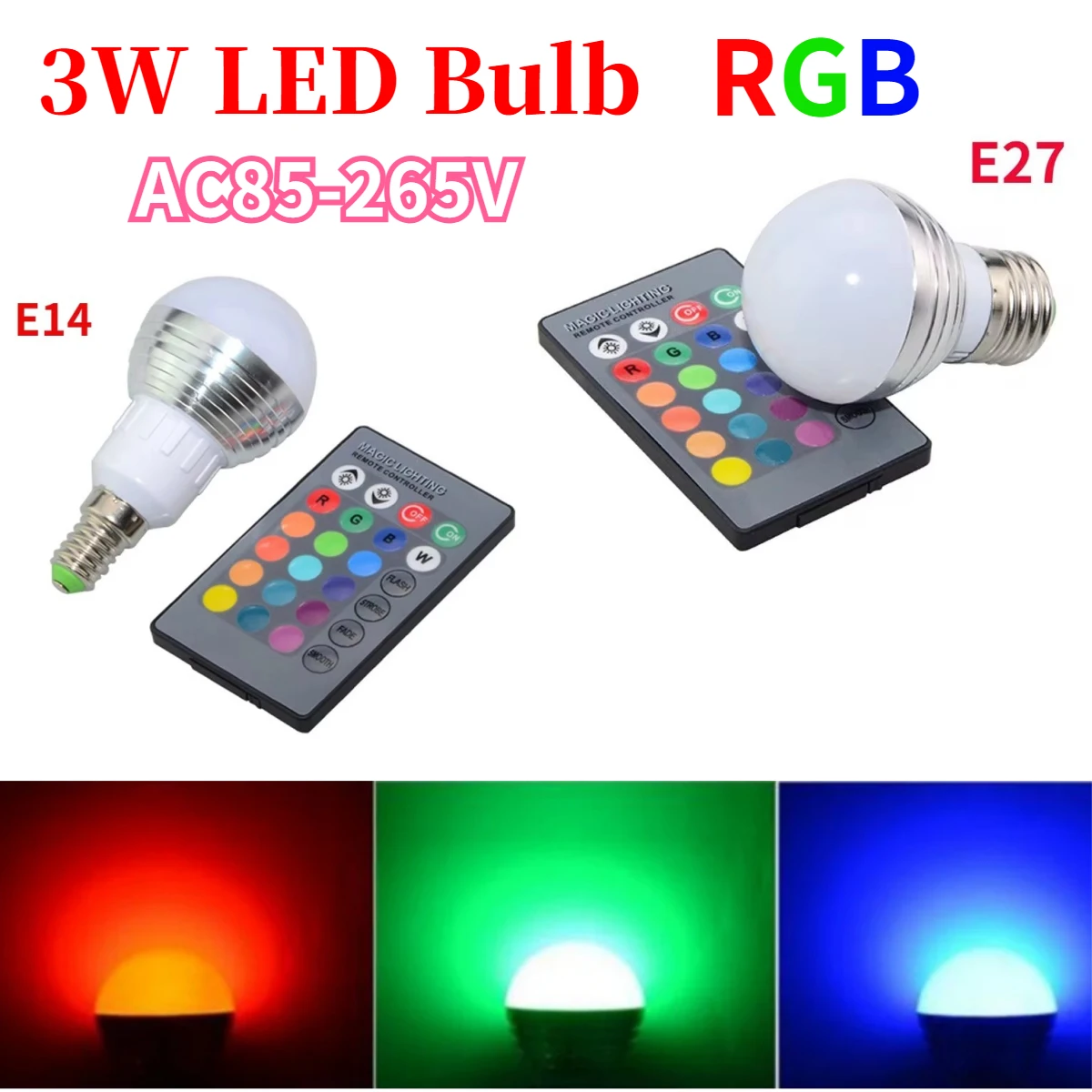 

3W LED Bulb Lamp E27 E14 RGB Colorful Lamp Ampoule Led Light Remote infrared Dimmable Globe Spherical Bulbs Home Decor AC85-265V