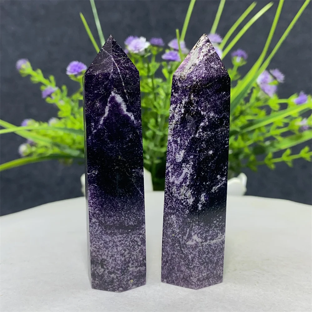 Purple Lepidolite  Copper Pyrite Symbiotic Crystal Mineral Energy Tower Meditation Healing Wand Home Decoration Gift Stones