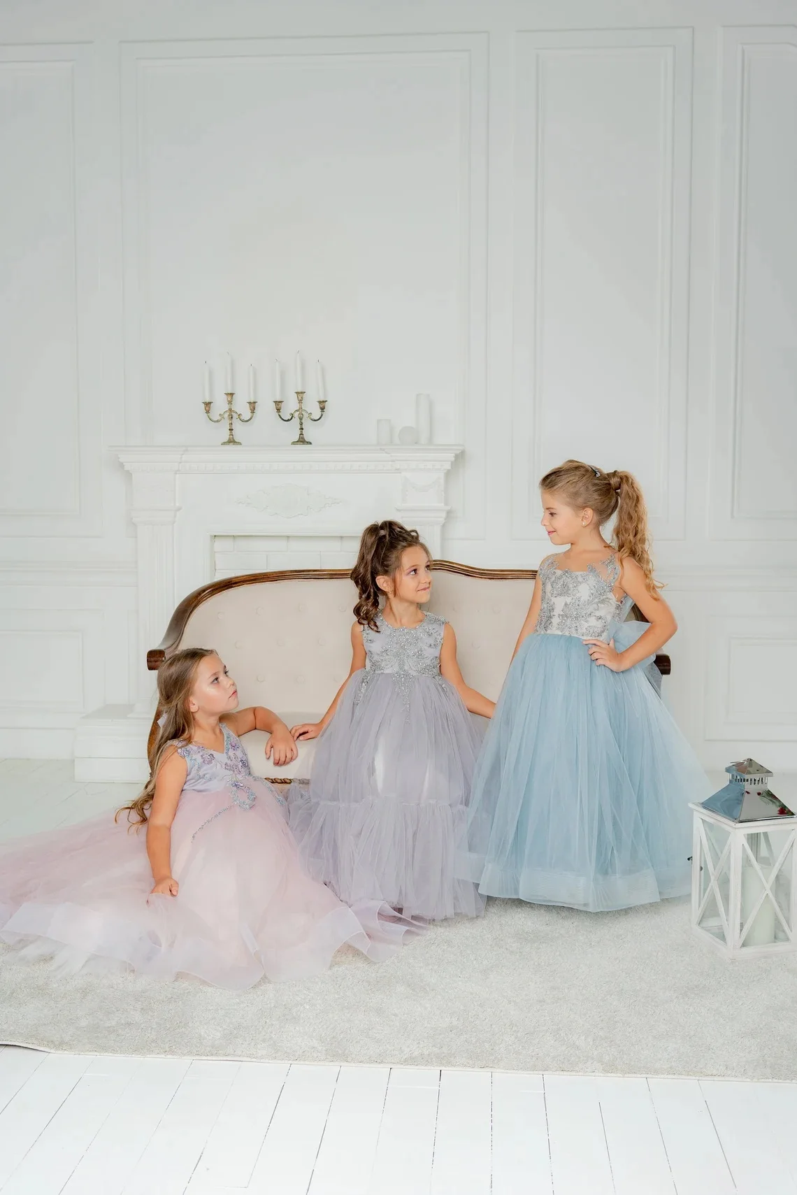 Fatapaese Blue Bruidsmeisje Jurk Voor Meisjes Kids 9Yeasrs Crystal Appqulies Illusion Backless Baljurk Wedding Party Bloem Meisje