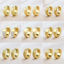 Stainless Steel Hoop Earrings Women 9 Style Vintage Simple Gold Color Ear Buckle Korean Fashion Retro Cartilage Piercing KBE113