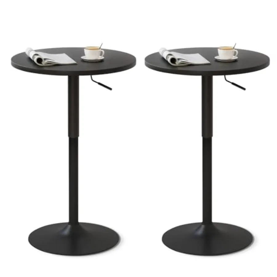 

Набор из 2 круглых барных столов с регулируемой высотой для вечеринок, высоких столов для бистро, столов для столовой, ресторана, кафе, мероприятий, черный металл