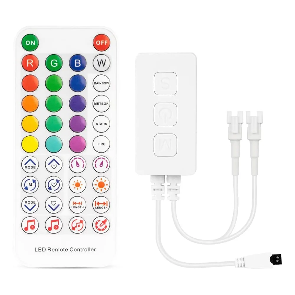 SP611E WS2812B WS2811 Bluetooth Music LED Strip Controller IR38 Keys Remote APP for Addressable LED Lighting DC5V-24V