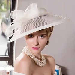 Elegant Kentucky Tea Party Fascinators White Weddings Hat For Women Wide Brim Hats Fedora Ladies Church Dress Derby Hats