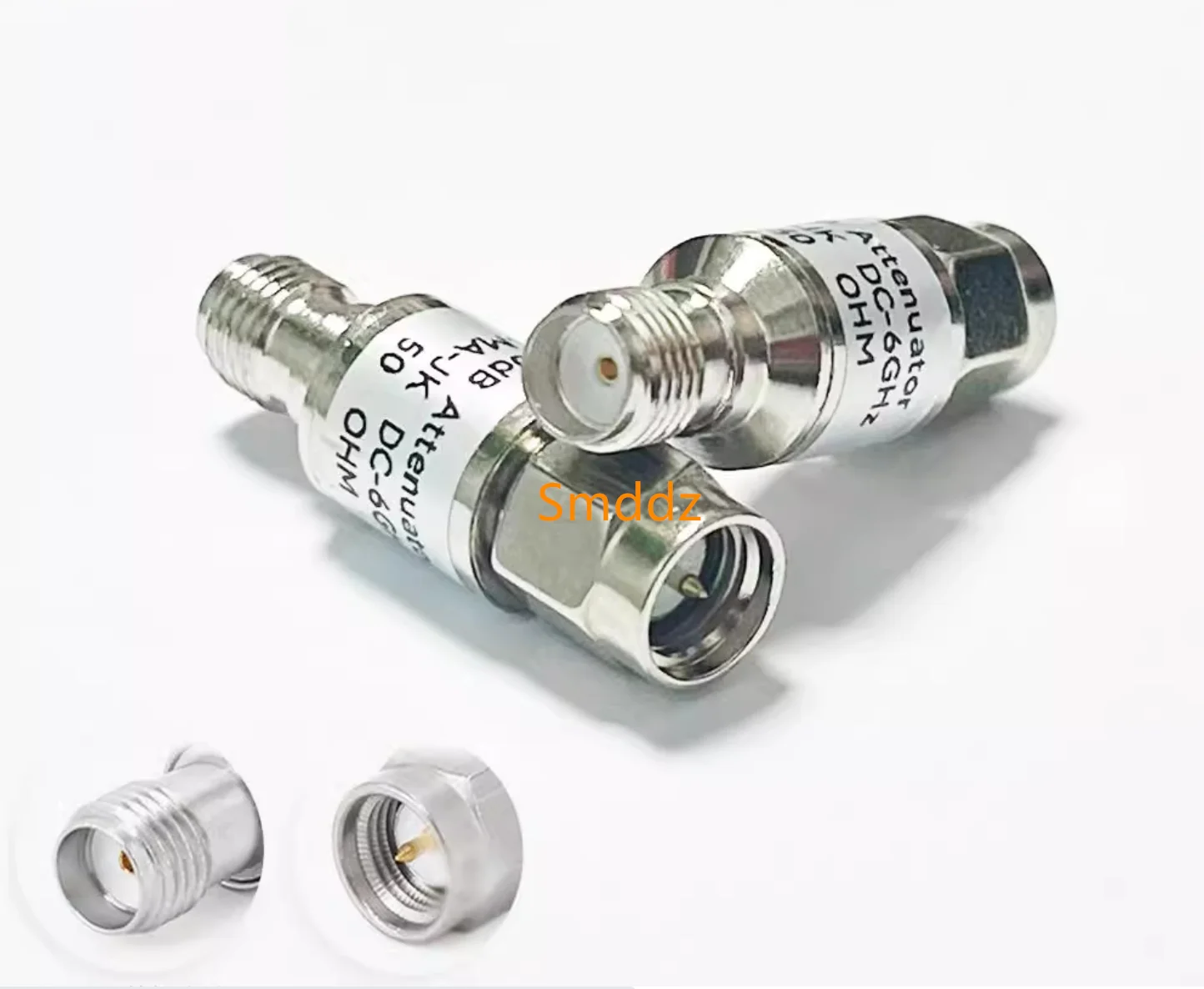 2 piece, SMA coaxial RF signal attenuator 2W stainless steel 6G,  1dB   2dB   3dB   5dB   6dB   10dB   15dB   20dB   30dB   40dB