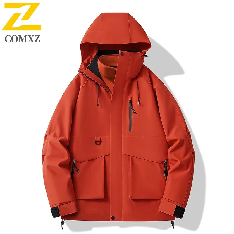 COMXZ الرجال معطف غير نافذ للمطر 3 في 1 مقنعين في الهواء الطلق تسلق العمل سترة واقية سترة التخييم عالية الجودة مقاومة للخدش ملابس خارجية #1
