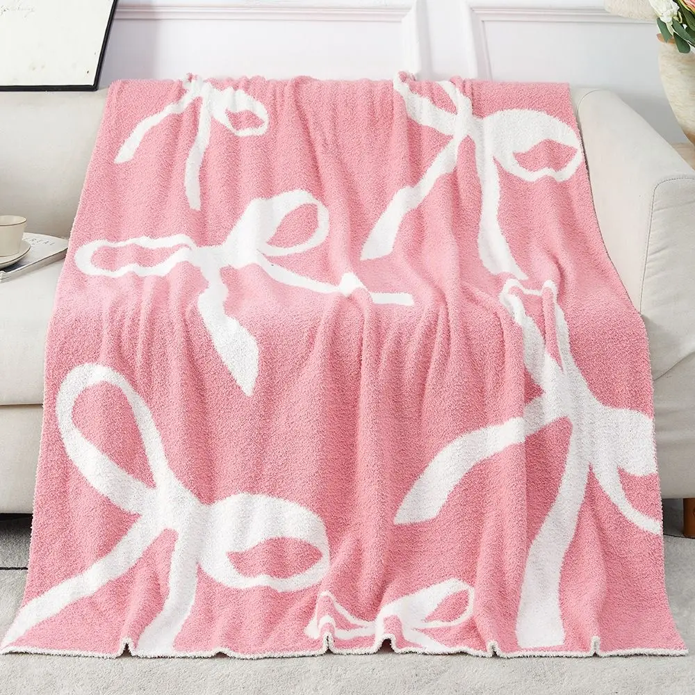 New Double Sided Bed Throw Blanket Skin-Friendly Breathable Bowknot Blanket Cold Effect Spring Summer Cooler Quilt