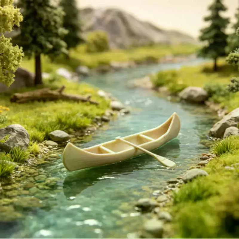 Chic Miniature Canoe Ornament 1 Set Sailing Boat Model for Delightful Dollhouse Decor