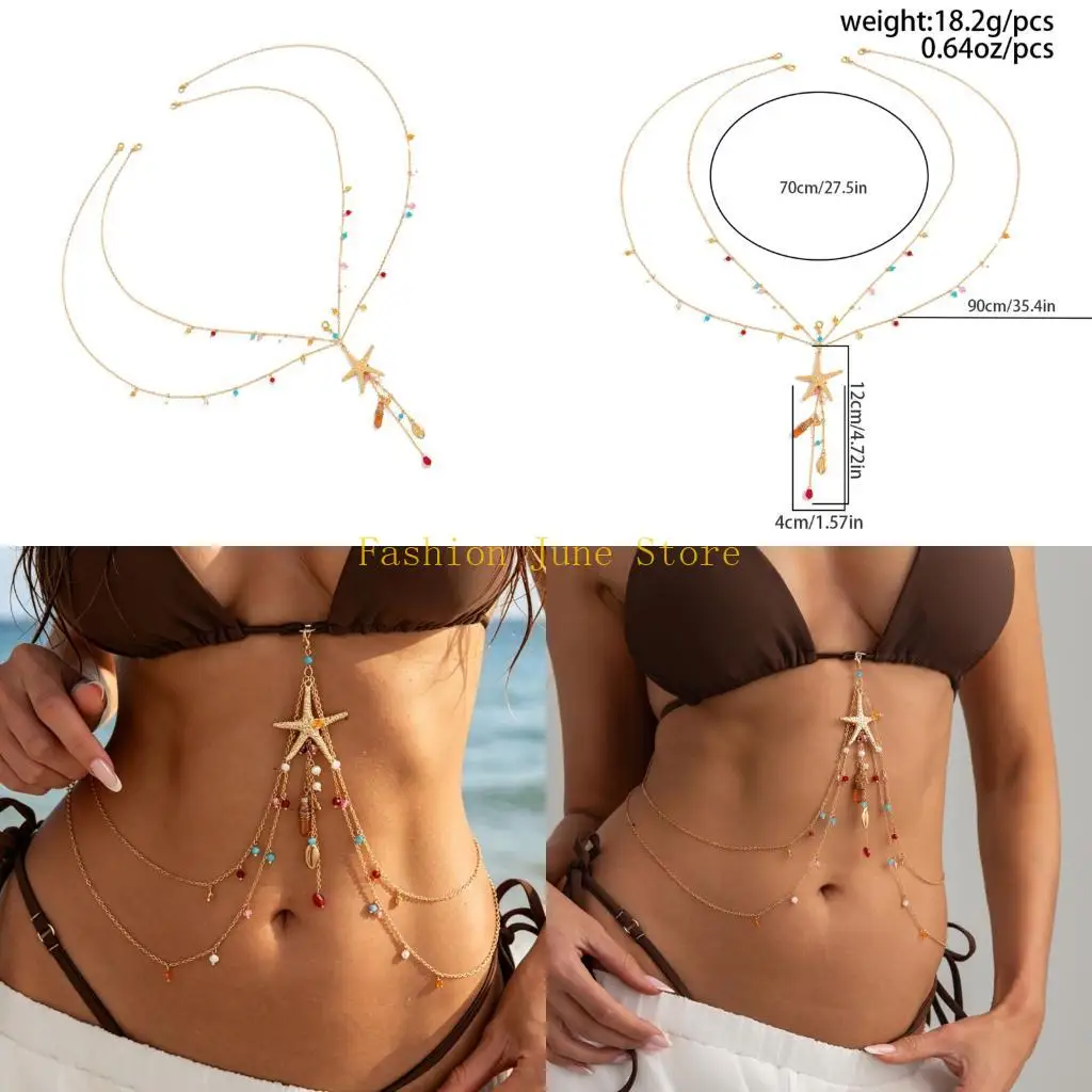 N5KA Stylish Adjustable Beachwear Lariat Accessory Featuring Delicate Design