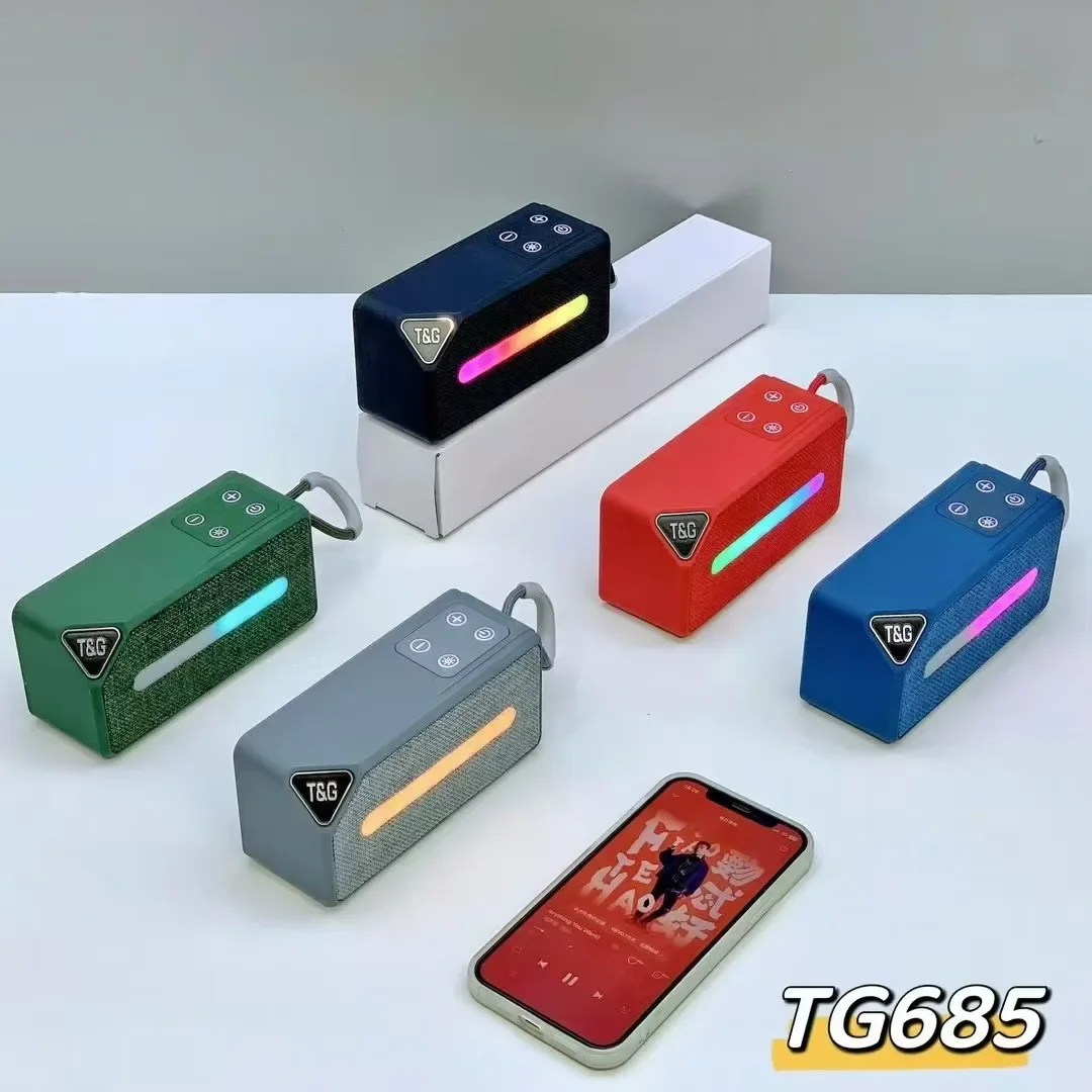 TG685 30W 전원 HiFi 스테레오 Caixa De Som 무선 블루투스 스피커 TF 카드 야외 서브 우퍼 RGB 다채로운 조명 FM 라디오