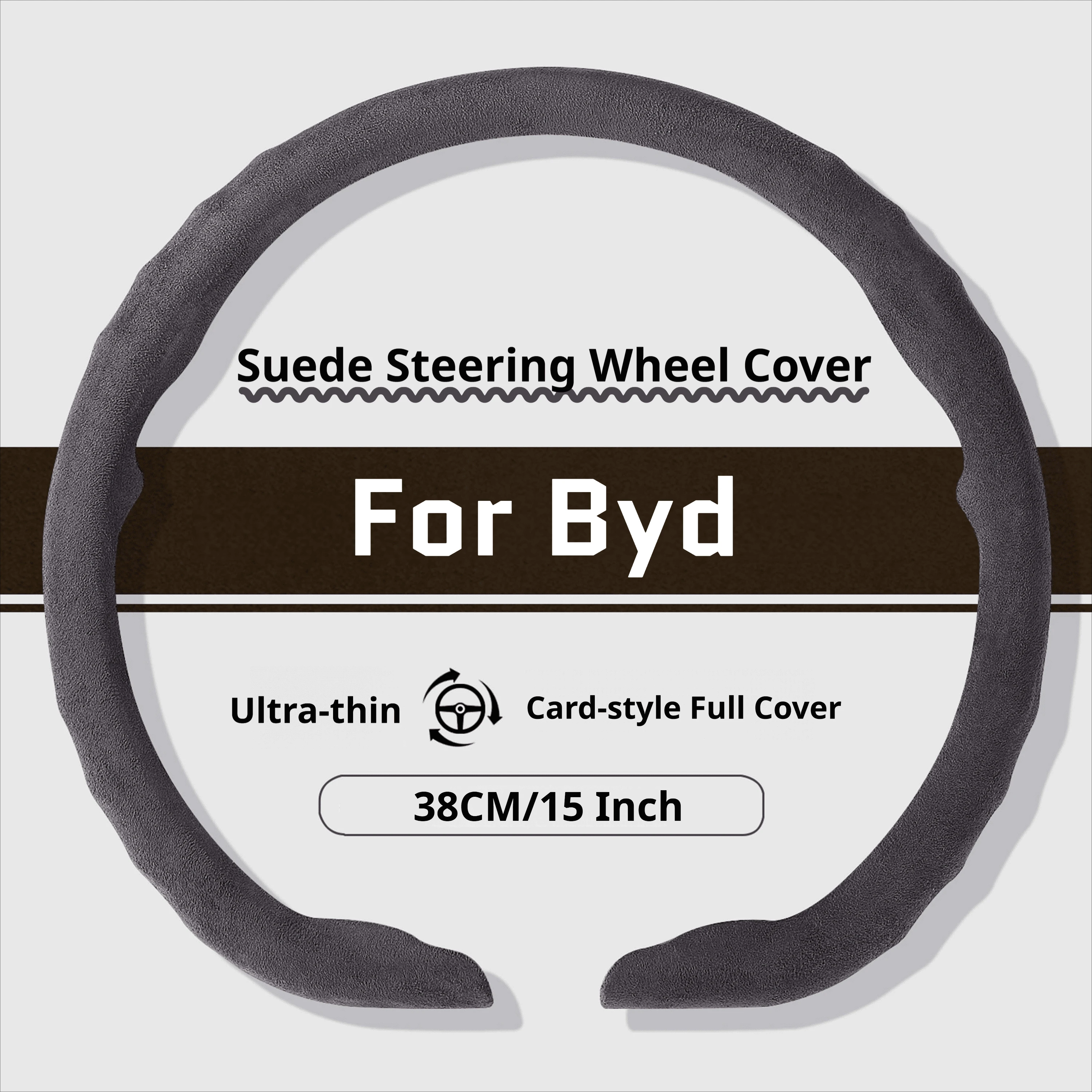 Ultra‑Thin Suede Car Steering Wheel Cover For BYD Atto3 8 Dolphin Seal Tang Seal U Sealion7 Sealion6 Anti‑Slip Car Accessories