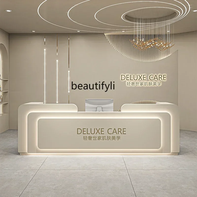 20031Stainless steel checkout page Simple Modern Beauty Salon Dental Bar Training Institution Company Reception Desk