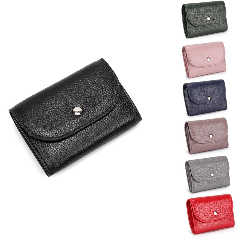 PU Leather Coin Purse Mini Large-Capacity Coin Bag Head Layer Cowhide Multifunctional Business Card Bag