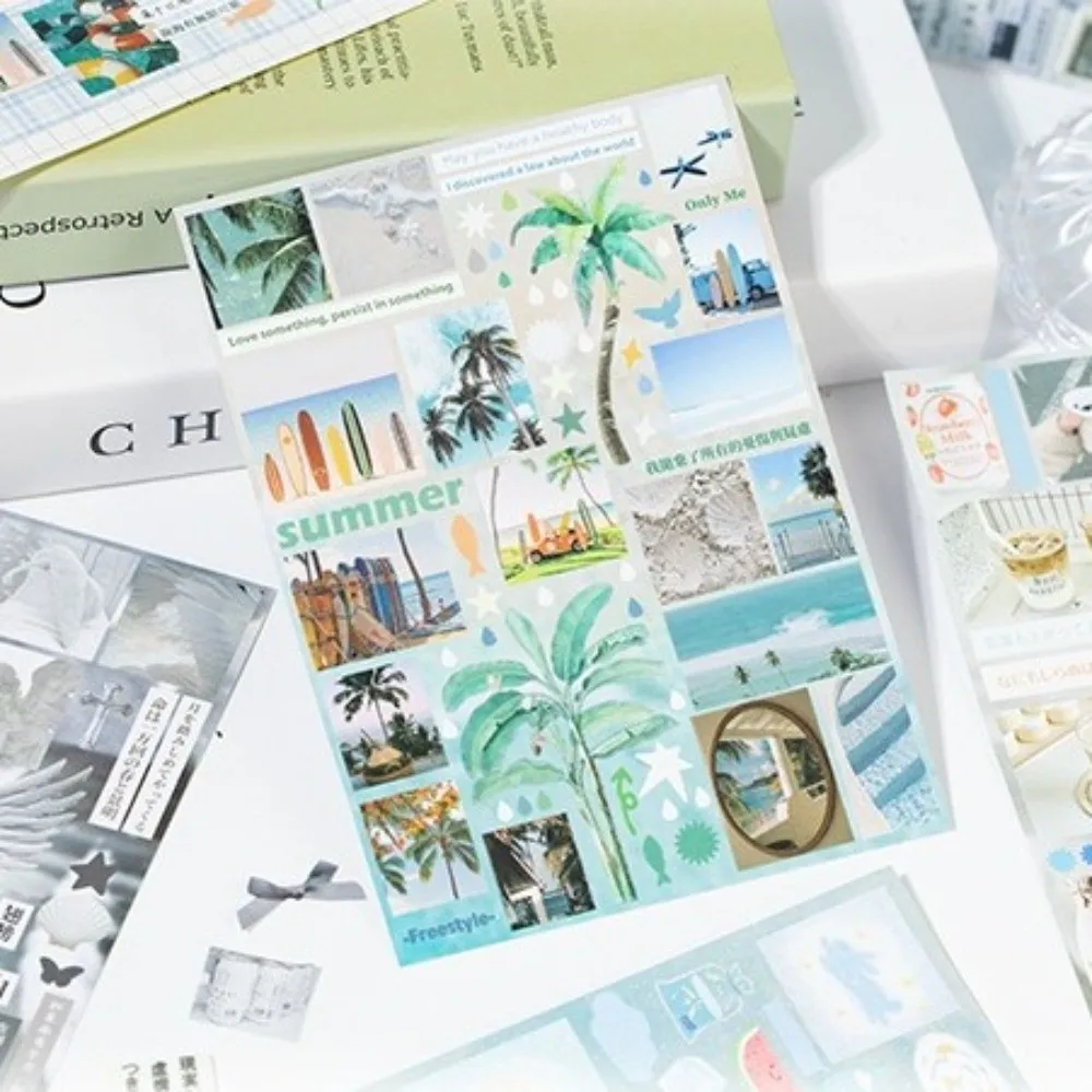 Cute Die-cut 3D Sticker Book Collage Material Cut Film Coil Decorative Stickers Cartoon Style Wind-Cut Film