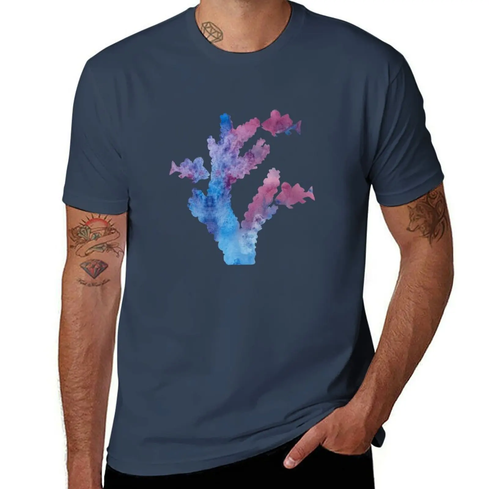 Coral and fish T-Shirt Casual Light Summer Short Sleeve Top