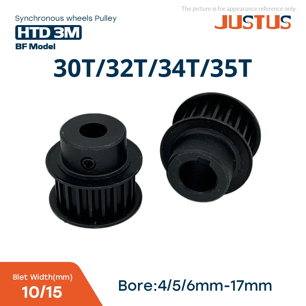 

HTD 3M 30T 32T 34T 35T Black Steel Synchronous Wheels Bore 5-17mm Keyway Bore 3x1.4/4x1.8/5x2.3mm Timing Belt Width 10/15mm