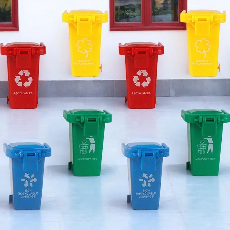 

8Pcs Small Plastic Garbage Can for Children Durable Safe Material Cognition Skill Visual Development Birthday Christmas Gift
