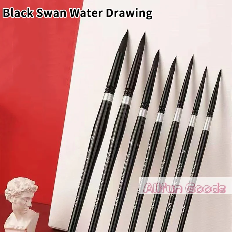 [TG835]7Pcs Squirrel Hair Brush Set Round Pointed Tips No Shed Gouache Watercolor Brushes For Beginner Artist Painting Kit