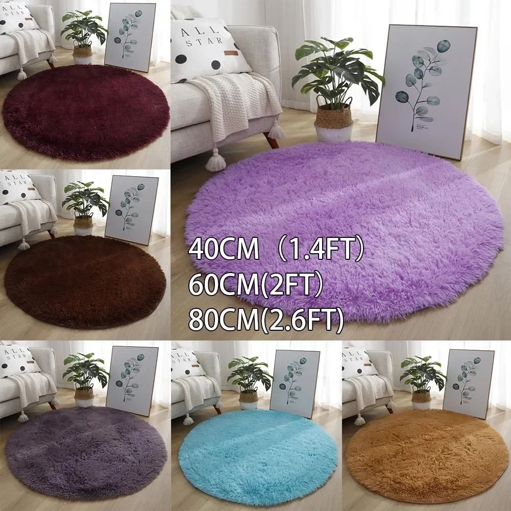Soft Round Carpet Rug For Bedrooms Living Room Study Tent Solid Color Floor Car Thick Soft Plush Anti Slip Carpet Children Rug