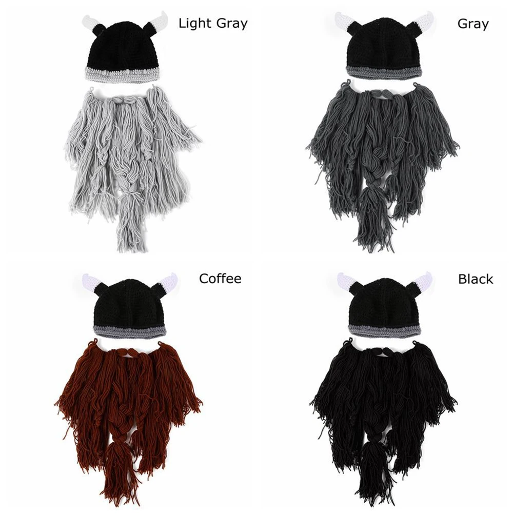 

Festival Hat Ox Horn Cap Cartoon Beard Woolen Photo Prop Birthday Party Hats Kids Adult Size Decorative Home Accessories