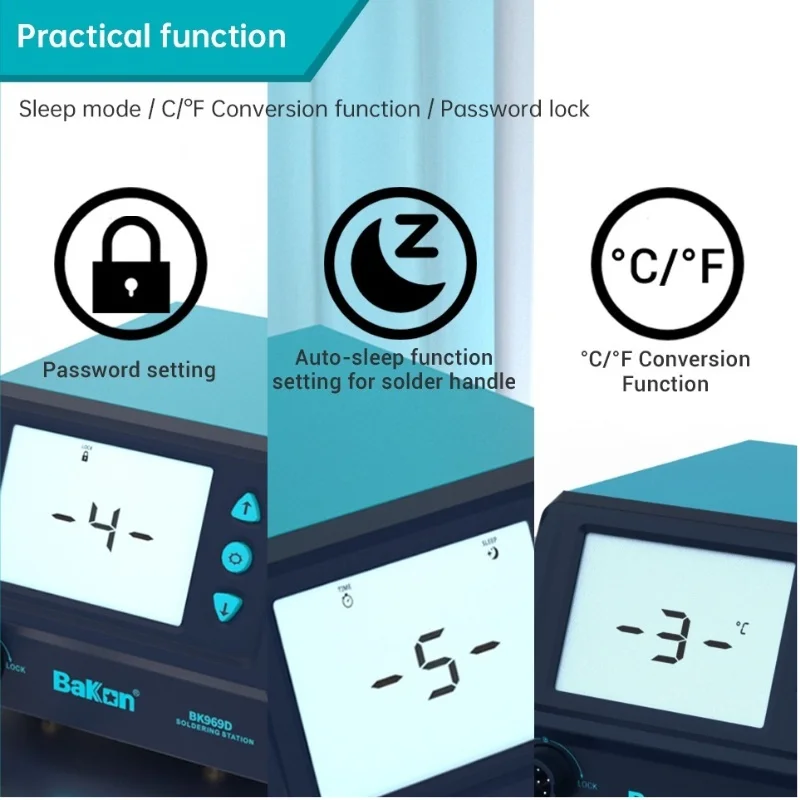 Bakon BK969S soldering station t12 heating core 65W large screen digital display lead-free constant temperature soldering machin