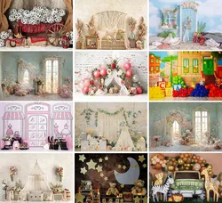Mehofond Photography Background Boho Pink Floral Girl Boy Birthday Party Cake Smash Portrait Decor Photo Backdrop Studio Props