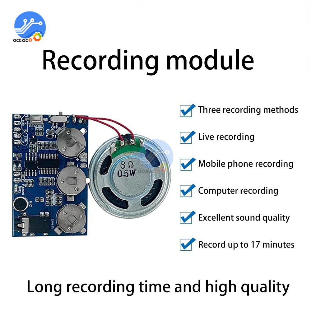 17 Minutes Sound Voice Audio Music Recordable Recorder Board Chip Programmable Music Module for Greeting Card Self-made Creative