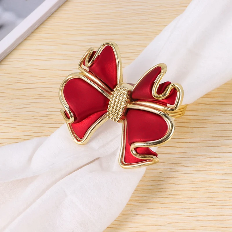 12Pcs Bowknot Napkin Rings, Butterfly Knot Napkin Ring Holders Handmade Metal Napkin Buckles Elegant Table Decor