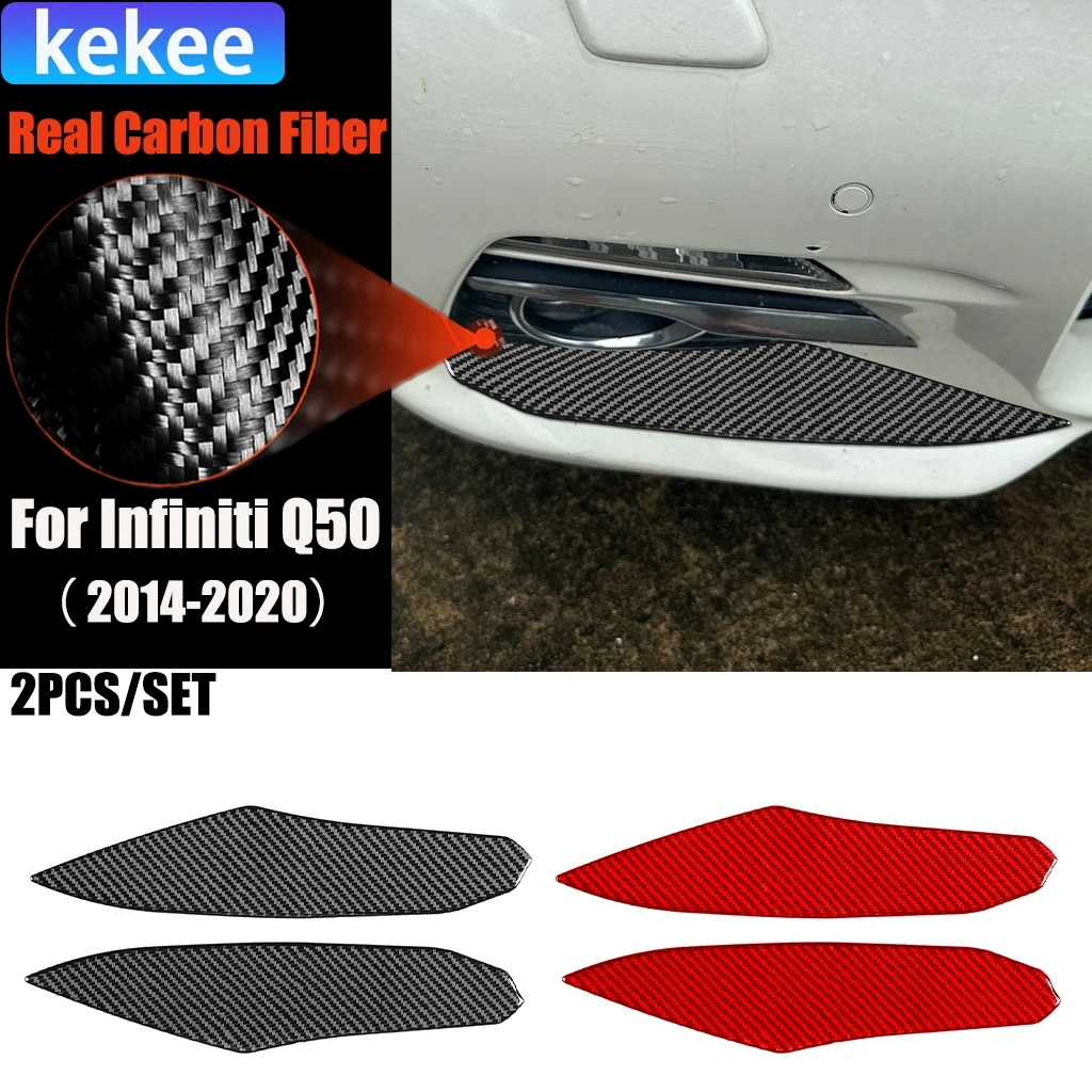

Carbon Fiber Car Accessories Front Fog Lamps Light Panel Modified Exterior Trim Cover Soft Sticker For Infiniti Q50 2014-2020
