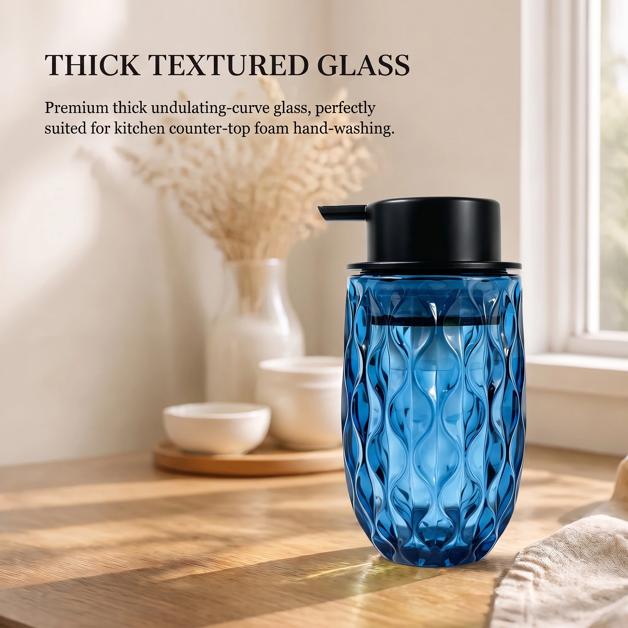 ガラス製泡ソープディスペンサー、ヴィンテージエンボス加工の泡 - Soap Dispenser Pump のレビューと価格