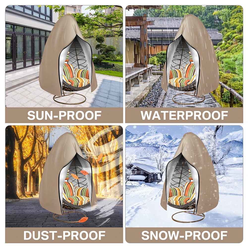 غطاء كرسي على شكل بيضة معلق مقاوم للماء للفناء، غطاء كرسي على شكل بيضة متأرجحة مقاوم للرياح، غطاء كرسي على شكل بيضة مع سحاب وحبل حاشية قابل للتعديل